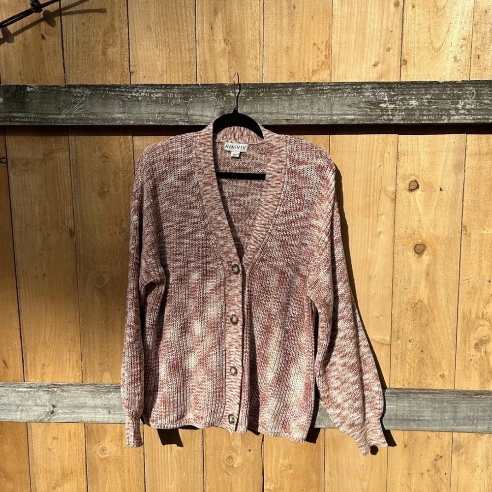 Ava & Viv Women Long Sleeve Button Cardigan sweaterโ sz XL Fall Winter Cottage